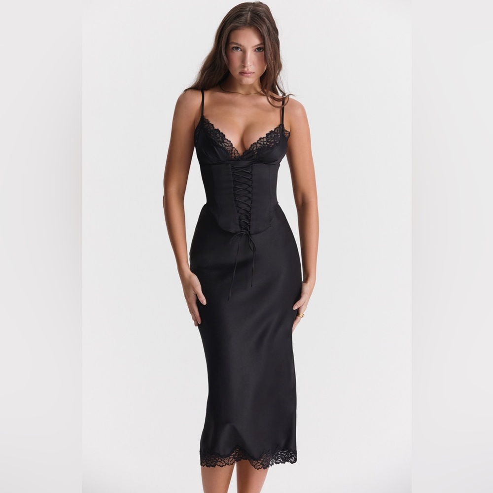 HOUSE OF CB 'Salma' Black Satin Slip Dress NWOT - Picture 6 of 9
